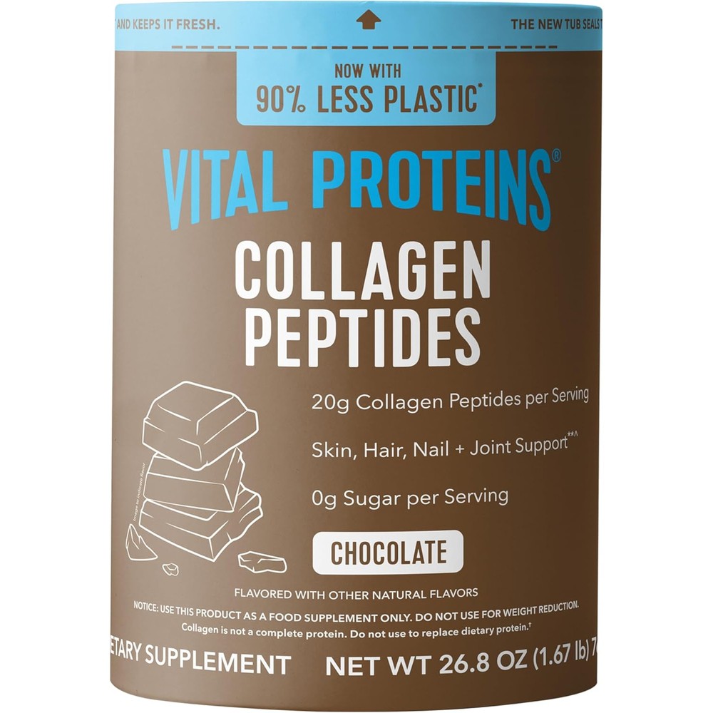 Vital Proteins Collagen Peptides Powder Chocolate 26.8 Ounce tub front view authentic USA import