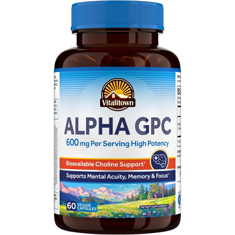 Vitalitown Alpha GPC supplement front view bottle