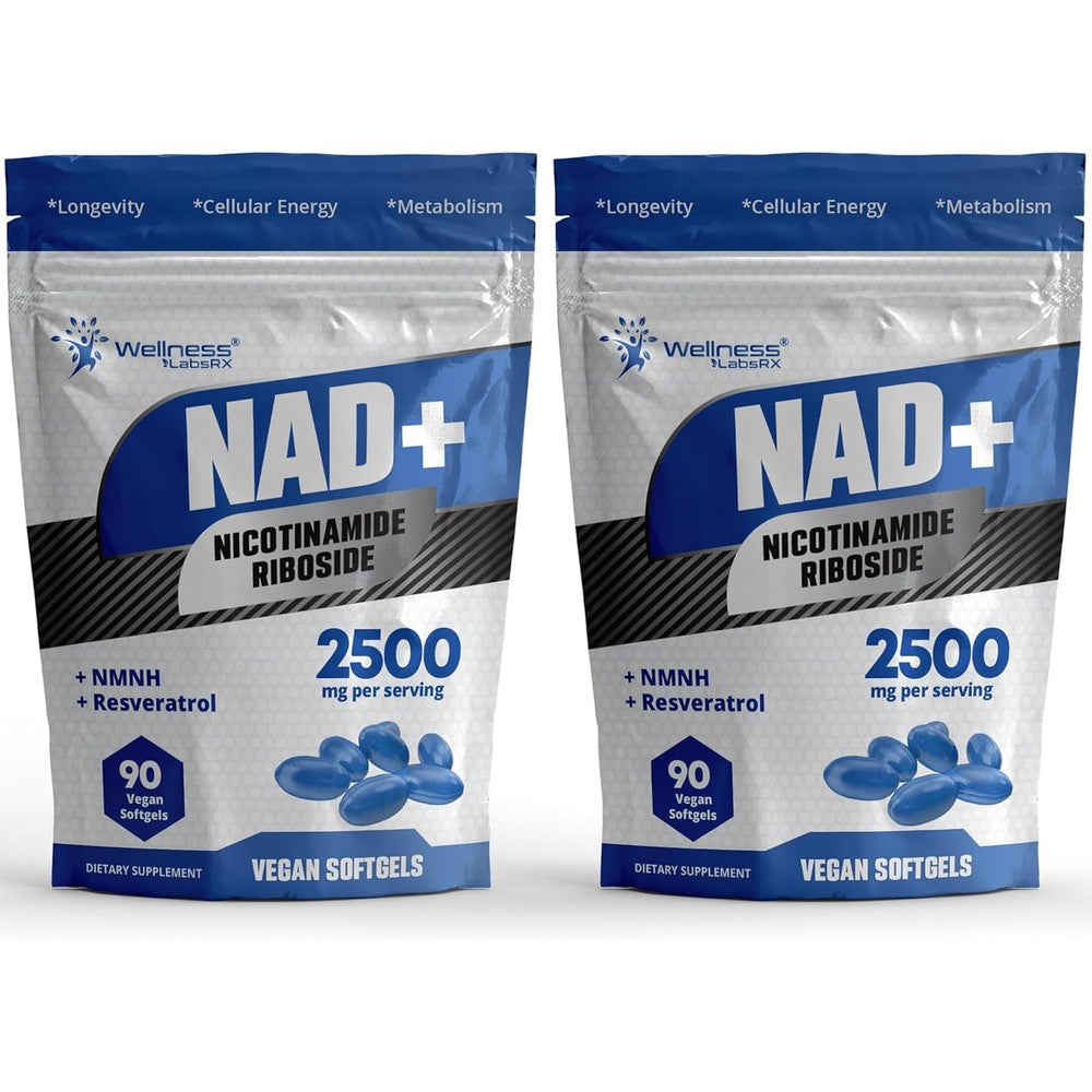 Liposomal NAD+ Supplement - NAD Softgels Nicotinamide Riboside Resveratrol - 2500mg Liposomal NAD Supplements for Women - Metabolism Support, Support Cellular Health and Longevity - 2 Pack