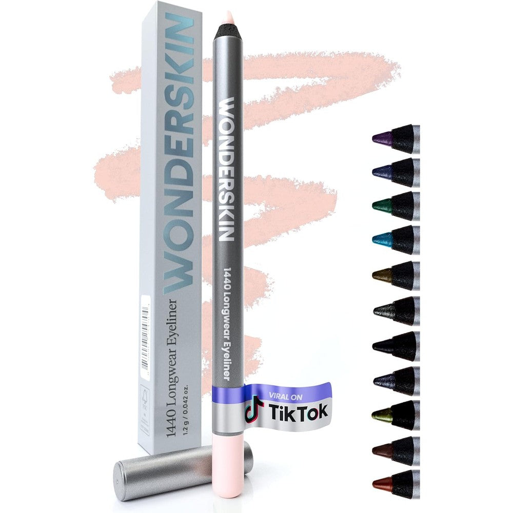 Wonderskin 1440 Longwear Waterproof Eyeliner Pencil in Icing soft pink front view showing packaging.