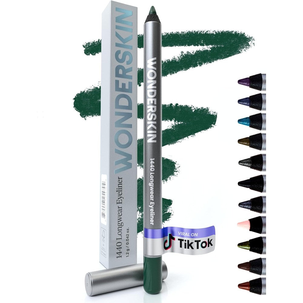 Wonderskin 1440 Longwear Eyeliner Pencil in Pine front view showing the green shade packaging