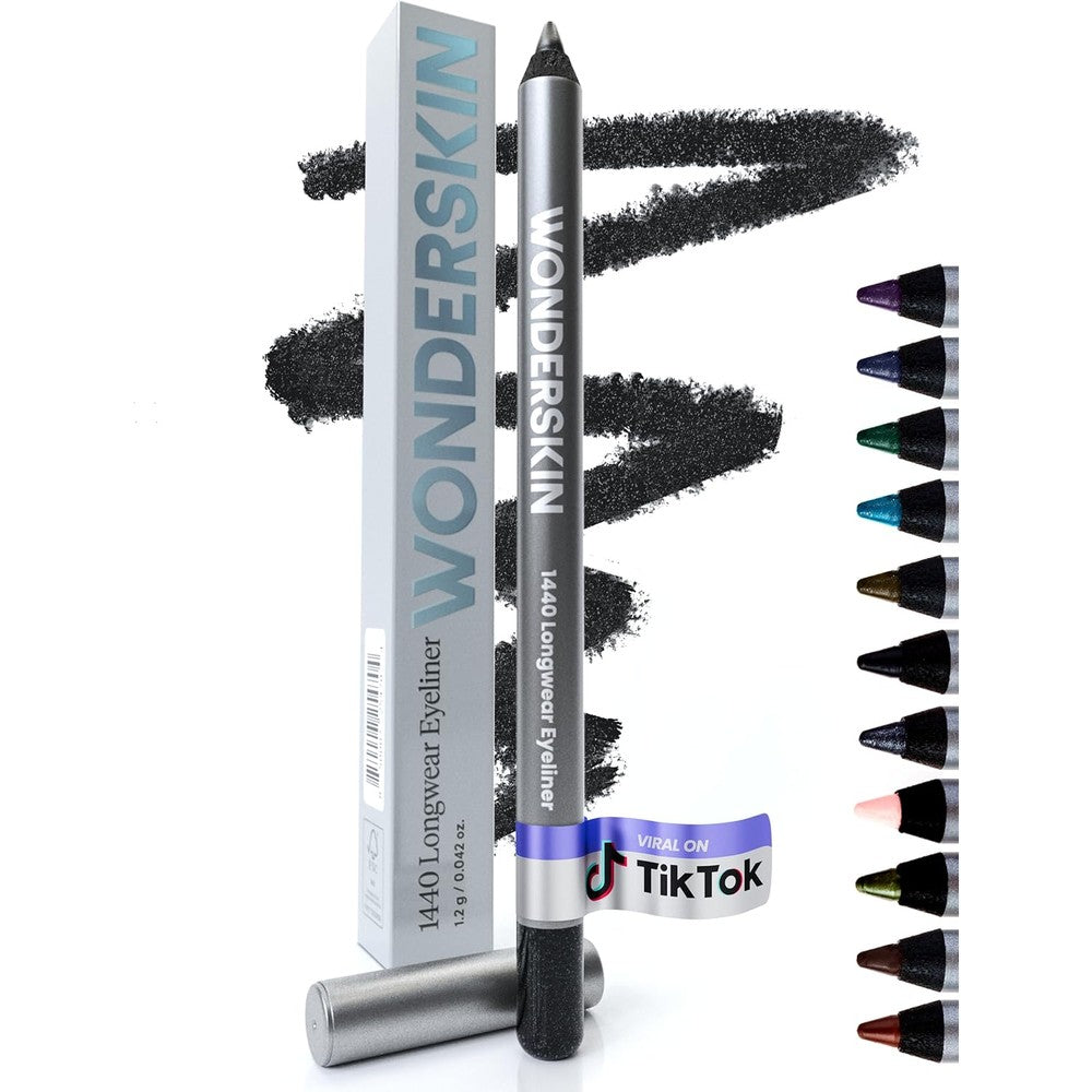 Wonderskin 1440 Longwear Eyeliner Pencil in Black Truffle front view showcasing the sleek sharpenable design.