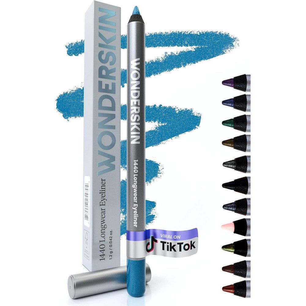 Wonderskin 1440 Longwear Waterproof Eyeliner Pencil in Aqua front view long lasting eye makeup