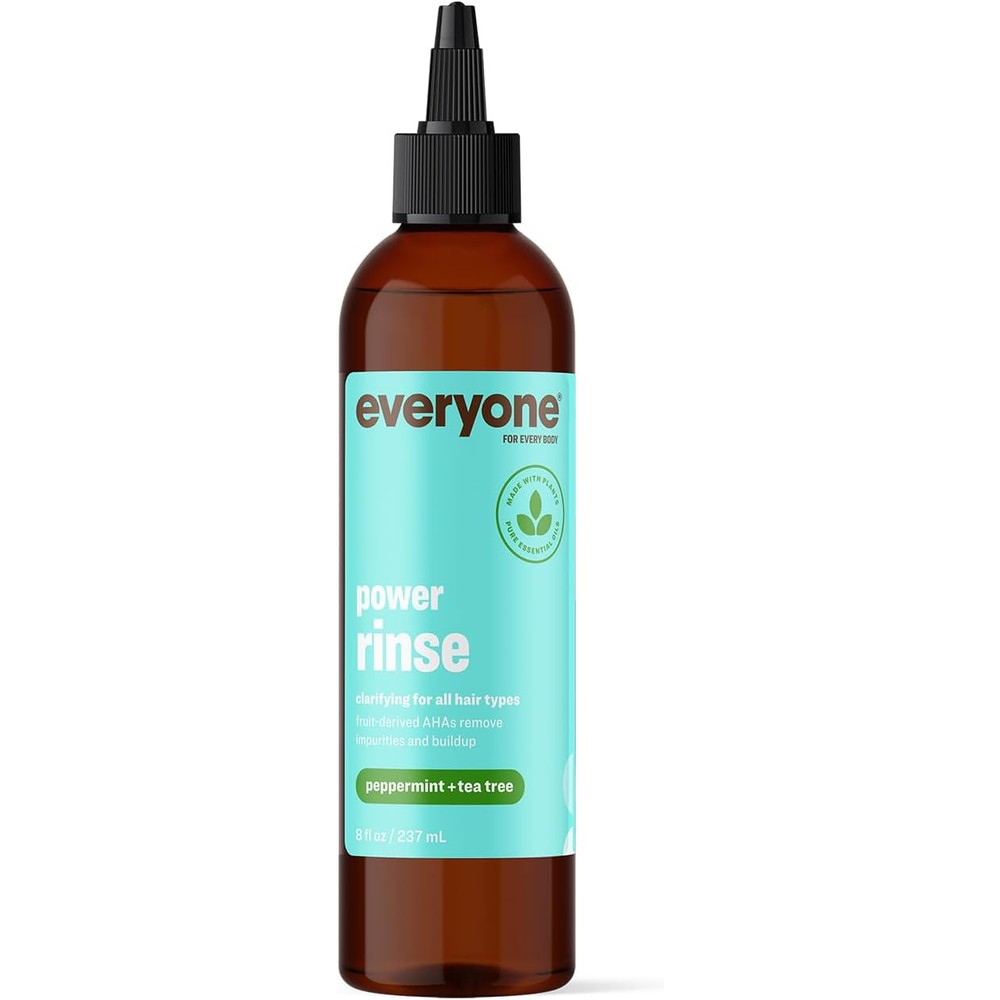 Everyone Hair Care Power Rinse - Peppermint & Tea Tree, 8 fl oz Bottle, Scalp Cleanser & Detox Treatment for Build Up, Color Safe, Sulfate Free & Paraben Free