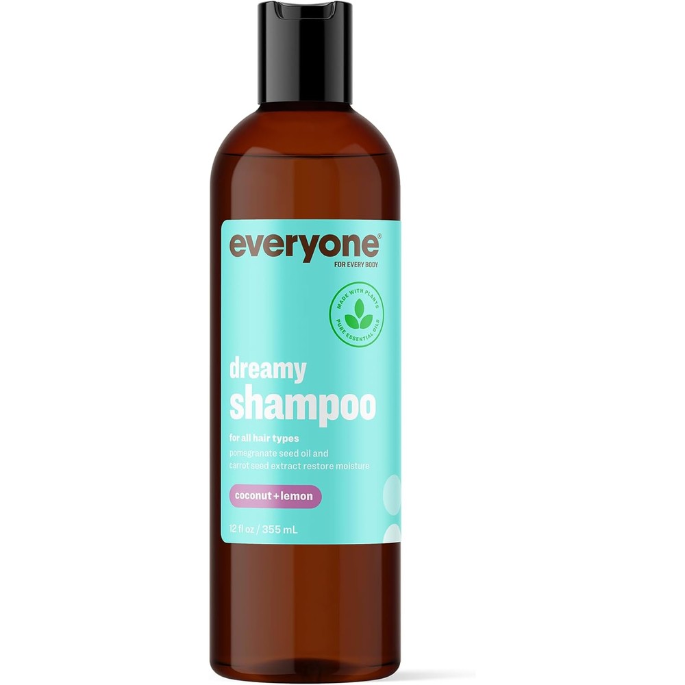 Everyone Hair Care Dreamy Shampoo - Coconut + Lemon, 12 fl oz Bottle, Gentle Cleansing & Moisturizing Hair Shampoo, Sulfate Free & Paraben Free