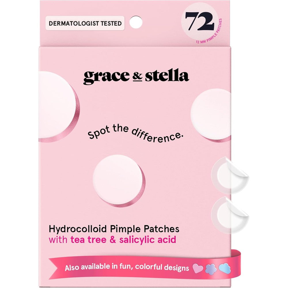 grace & stella Award Winning Pore Strip Pimple Patches for Face - Hydrocolloid Acne Patches for Shrinking Zits, Whiteheads - Spot Stickers - Dermatologist-Tested, Vegan (Invisible, 72 Count)