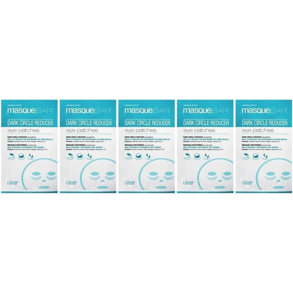 masque BAR Eye Mask Patches Dark Circle Reducer (5 Pairs) - Korean Under Eye Skin Care Treatment - Diminishes the Appearance of Under Eye Dark Circles & Prevents Premature Signs of Aging - Moisturizes