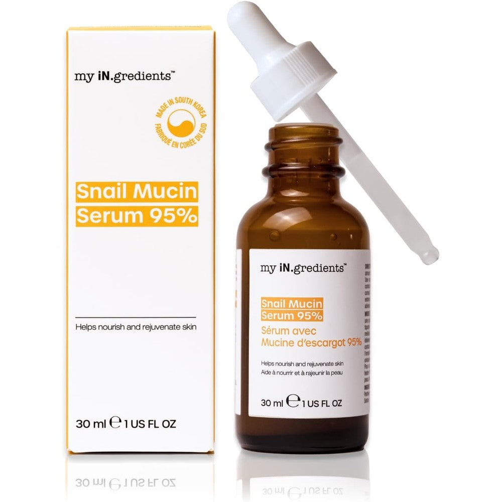 Masque Bar My Ingredients Snail Mucin Serum 95% - Hydrating Serum for Face, Lightweight Skin Perfecting Treatment Formulated to Hydrate, Repair and Rapidly Absorb into Skin, Korean Skincare - 1Fl oz