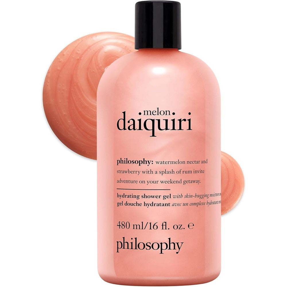 Philosophy Melon Daiquiri Hydrating Shower Gel front view bottle for dry skin hydration