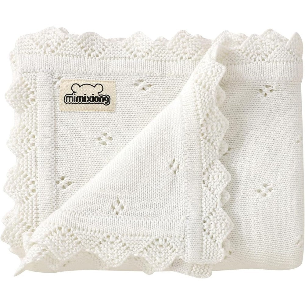 Mimixiong cotton baby blanket knitted crochet front view