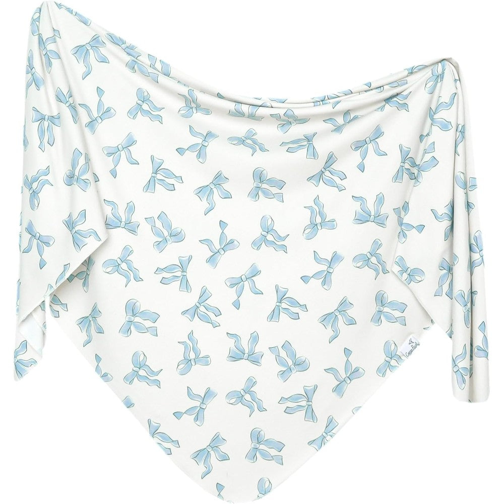 Copper Pearl large premium knit baby swaddle blanket Daphne front view