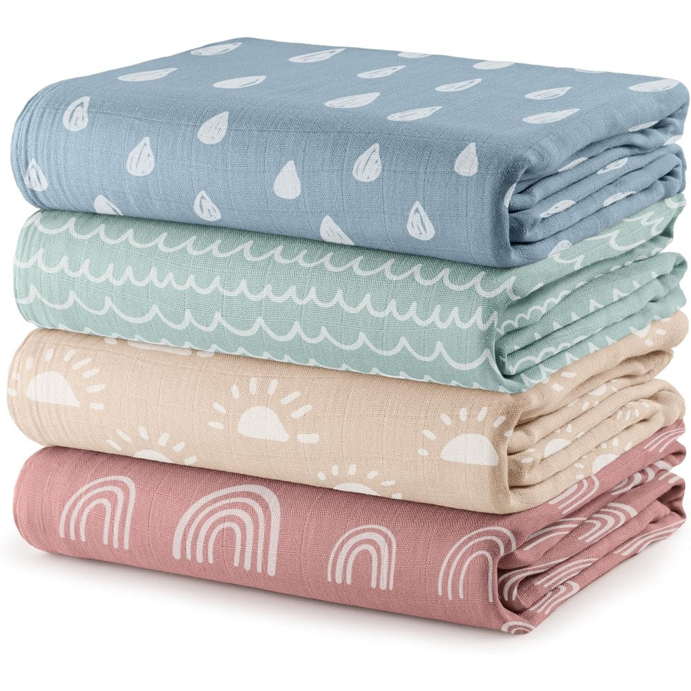 Comfy Cubs muslin swaddle blankets pack of 4 front view