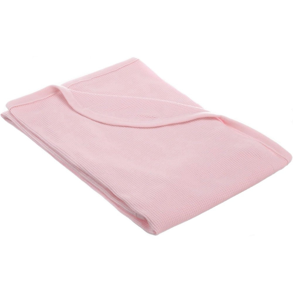 American Baby Company 100 percent cotton thermal waffle swaddle blanket in pink front view