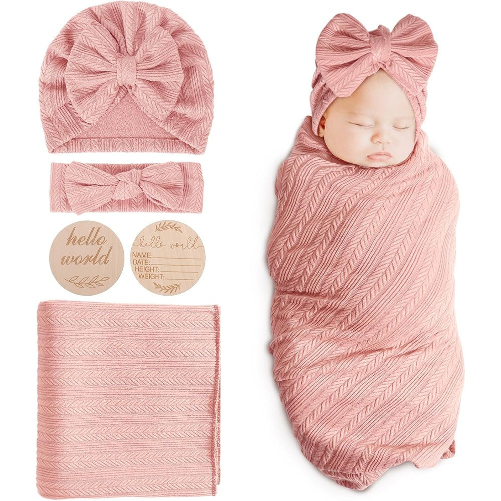 Dreshow Bqubo baby swaddle set for girls with matching accessories