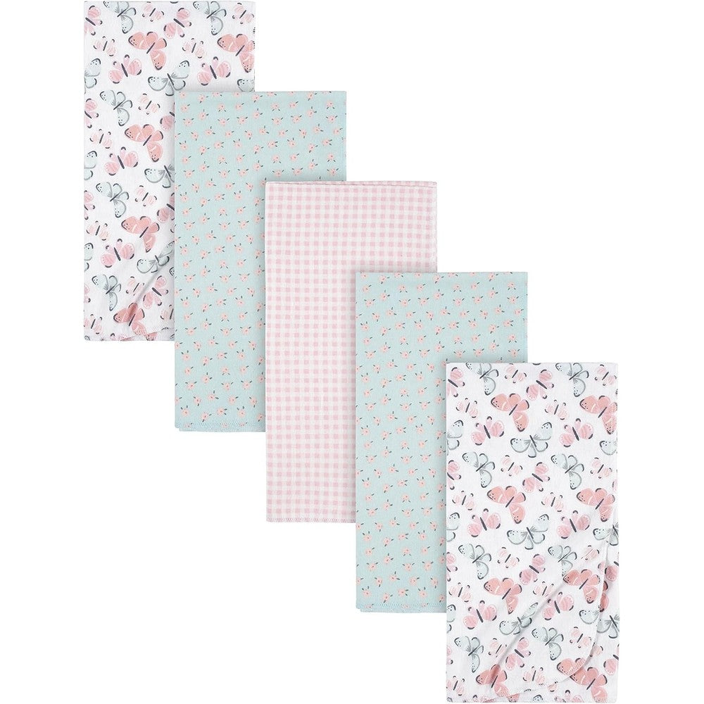 Gerber 5-pack butterfly white receiving blankets front view