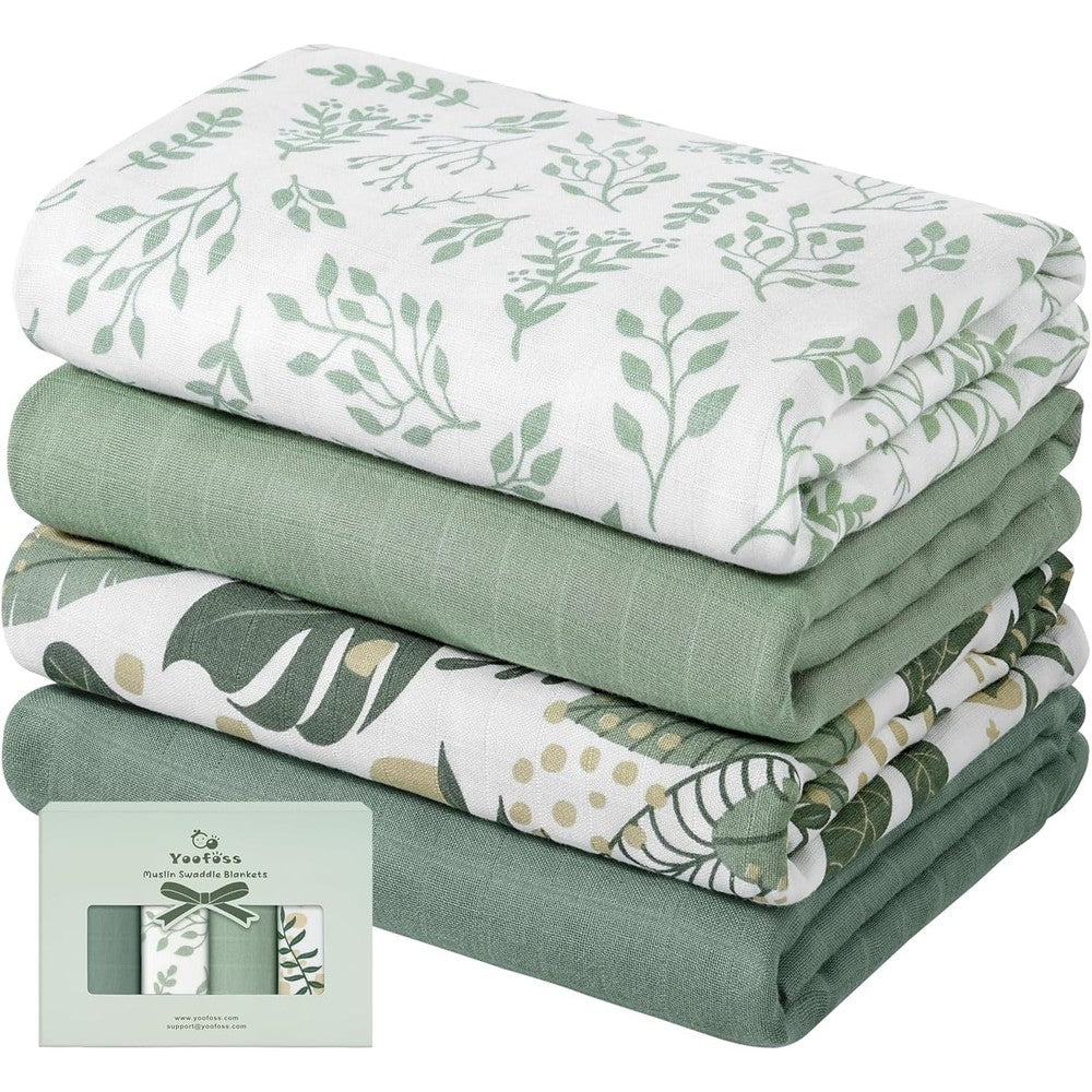 Yoofoss muslin swaddle blankets 4 pack front view