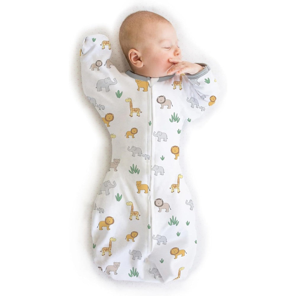 Amazing Baby Transitional Swaddle Sack On Safari print front view