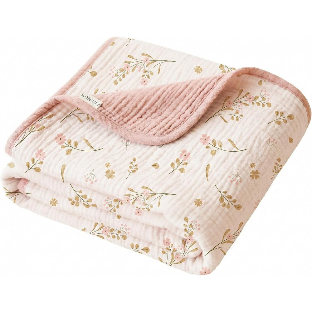 Konssy floral muslin baby blanket front view