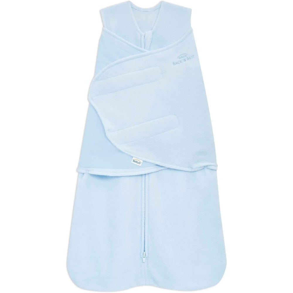 Halo Micro-Fleece Sleepsack Swaddle front view baby blue