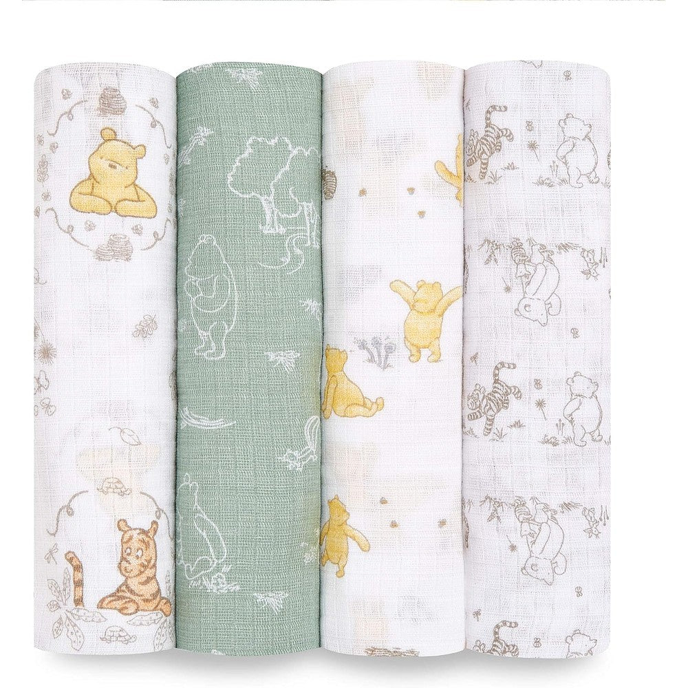 Aden + Anais Disney Winnie the Pooh muslin swaddle blankets 4 pack