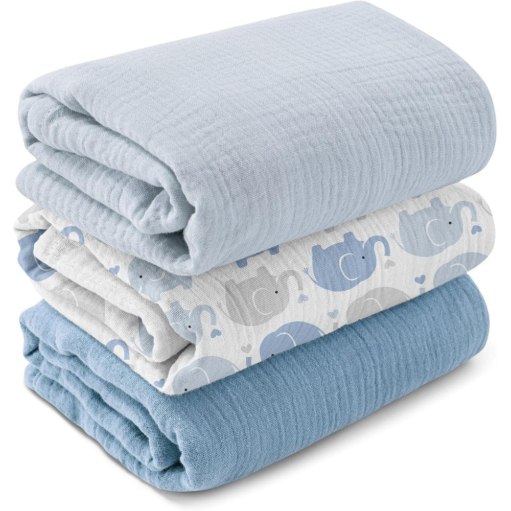 Gllquen Baby Muslin Swaddle Blankets 3-pack front view