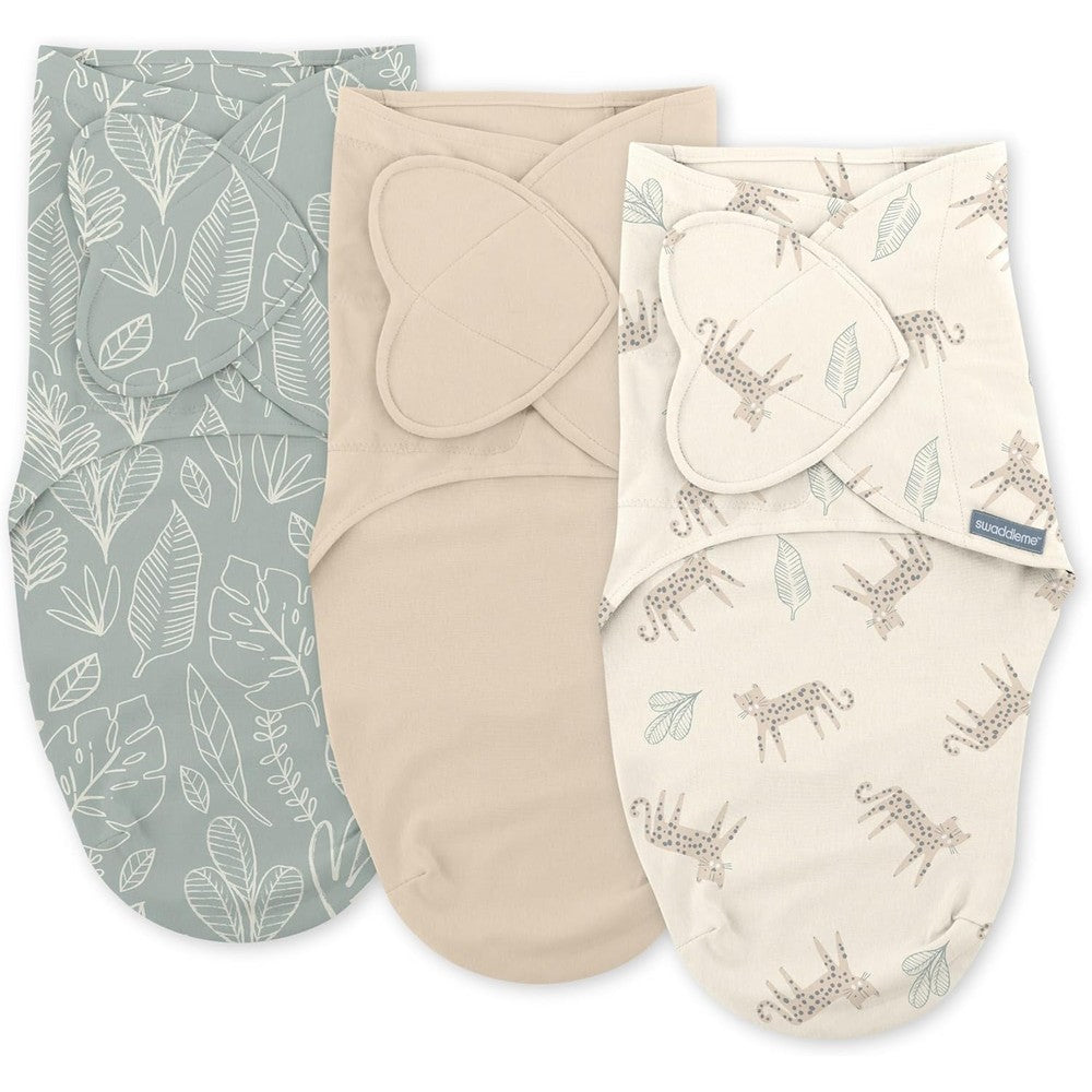 SwaddleMe by Ingenuity Monogram Collection 3-pack baby swaddle front view