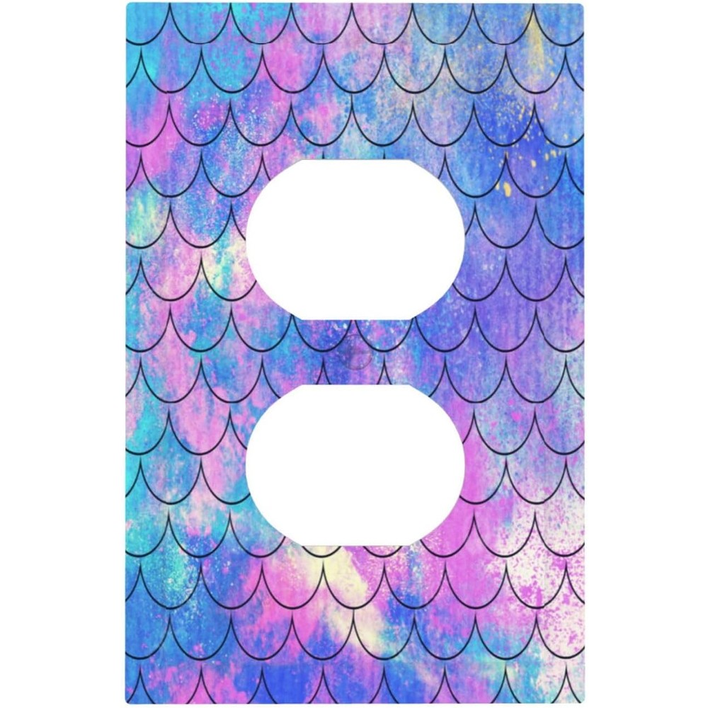 Yamxbfa ocean pastel retro mermaid core light switch plate front view featuring coastal theme design