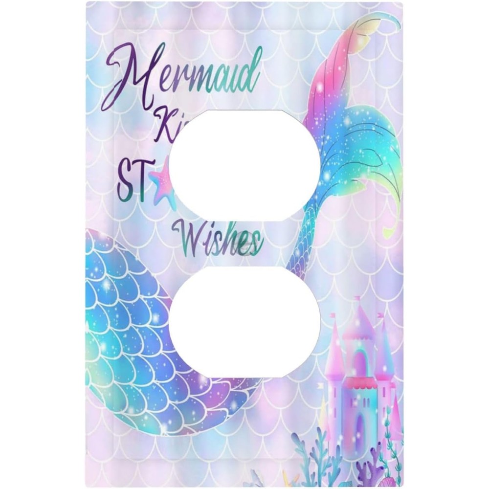 Yamxbfa cute mermaid tail light switch cover front view for nursery decor