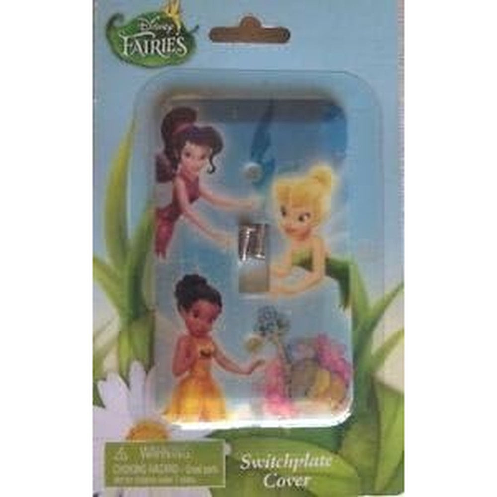 Disney Fairies Tinker Bell switchplate cover single light switch front view for kids bedroom decor