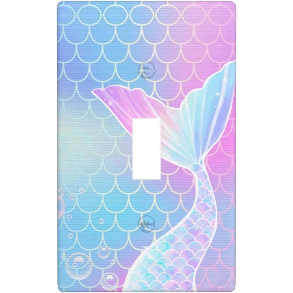 EVESKY mermaid light switch cover front view showing vibrant high definition printing