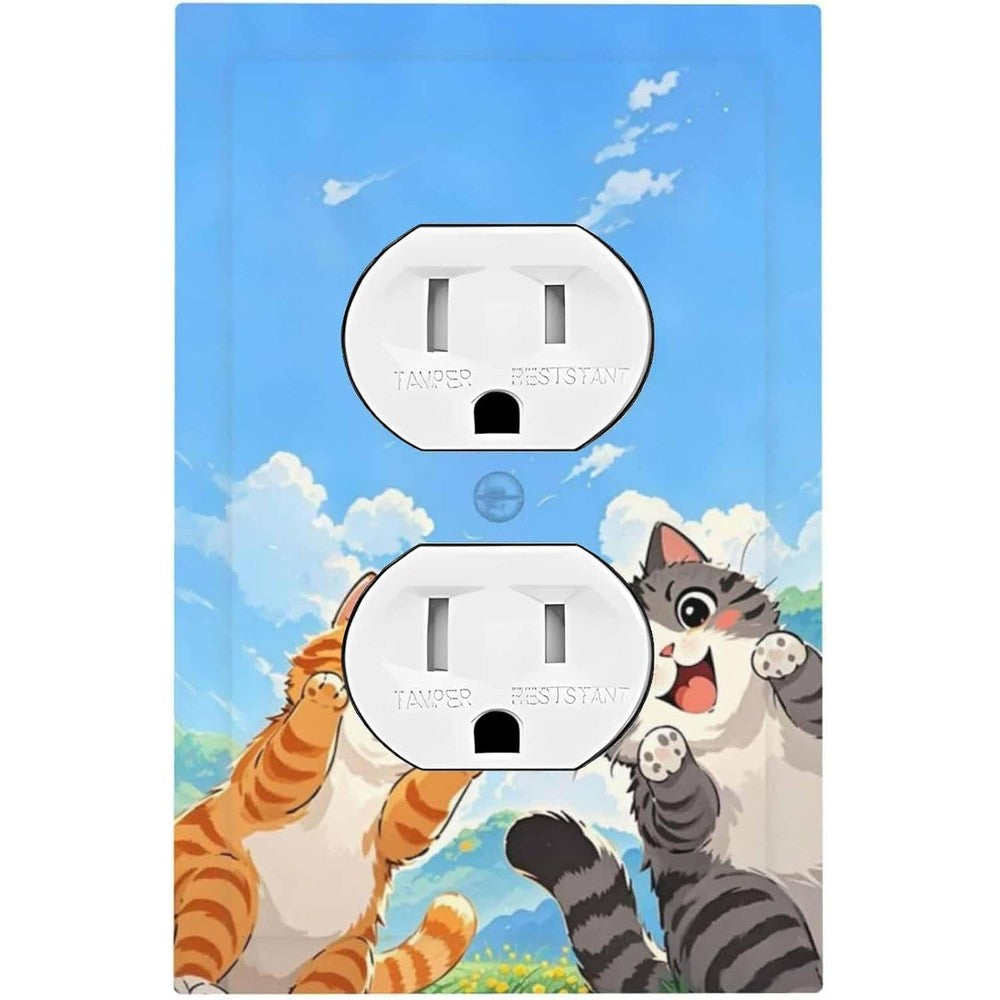 Ihsourgnitnem cute cat light switch cover front view decorative nursery wall plate