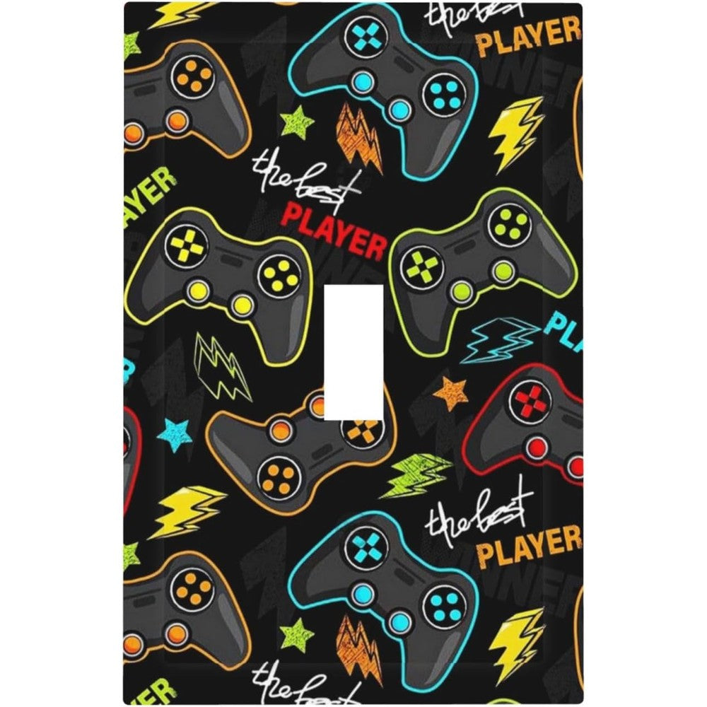 IOFNG graffiti video game controller light switch plate front view for gaming room decor