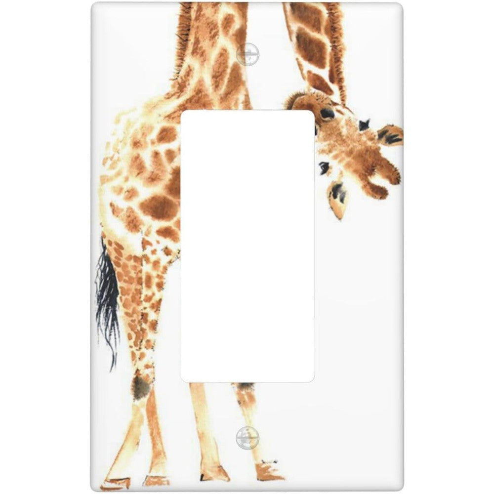 QHVONUPL wild animal watercolor giraffe light switch cover front view for bedroom decor