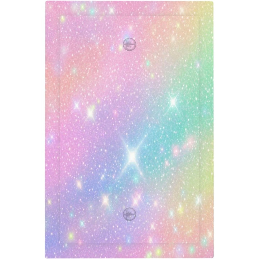 Wuyocha decorative light switch plate cover front view featuring shiny rainbow gradient colors for nursery decor.