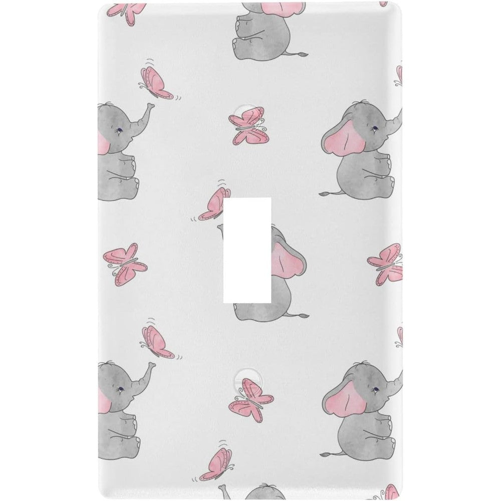 YYZZH cute elephant baby single toggle switch cover front view nursery decor