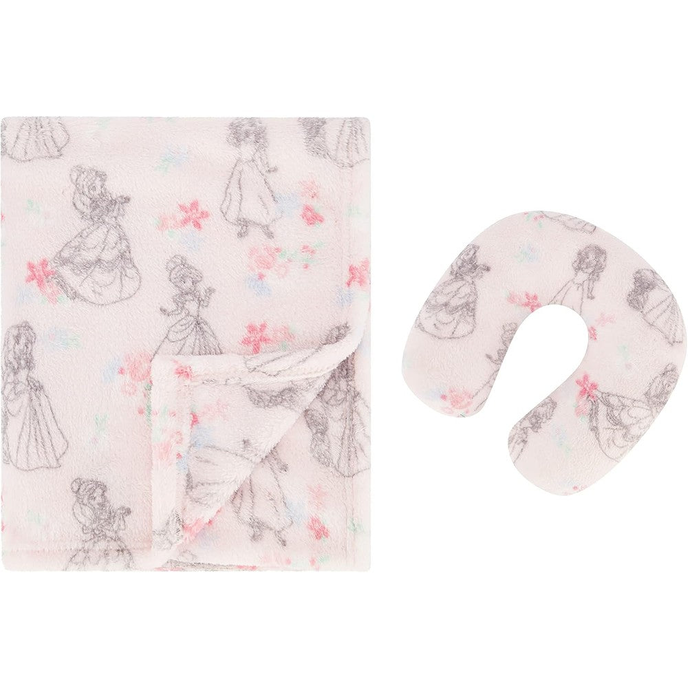 Disney Luxurious Baby Blanket front view showing princess illustrations