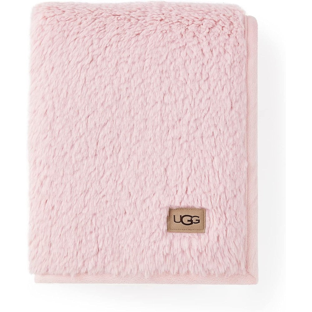 UGG Blakely baby blanket front view showing soft pink shell plush sherpa texture
