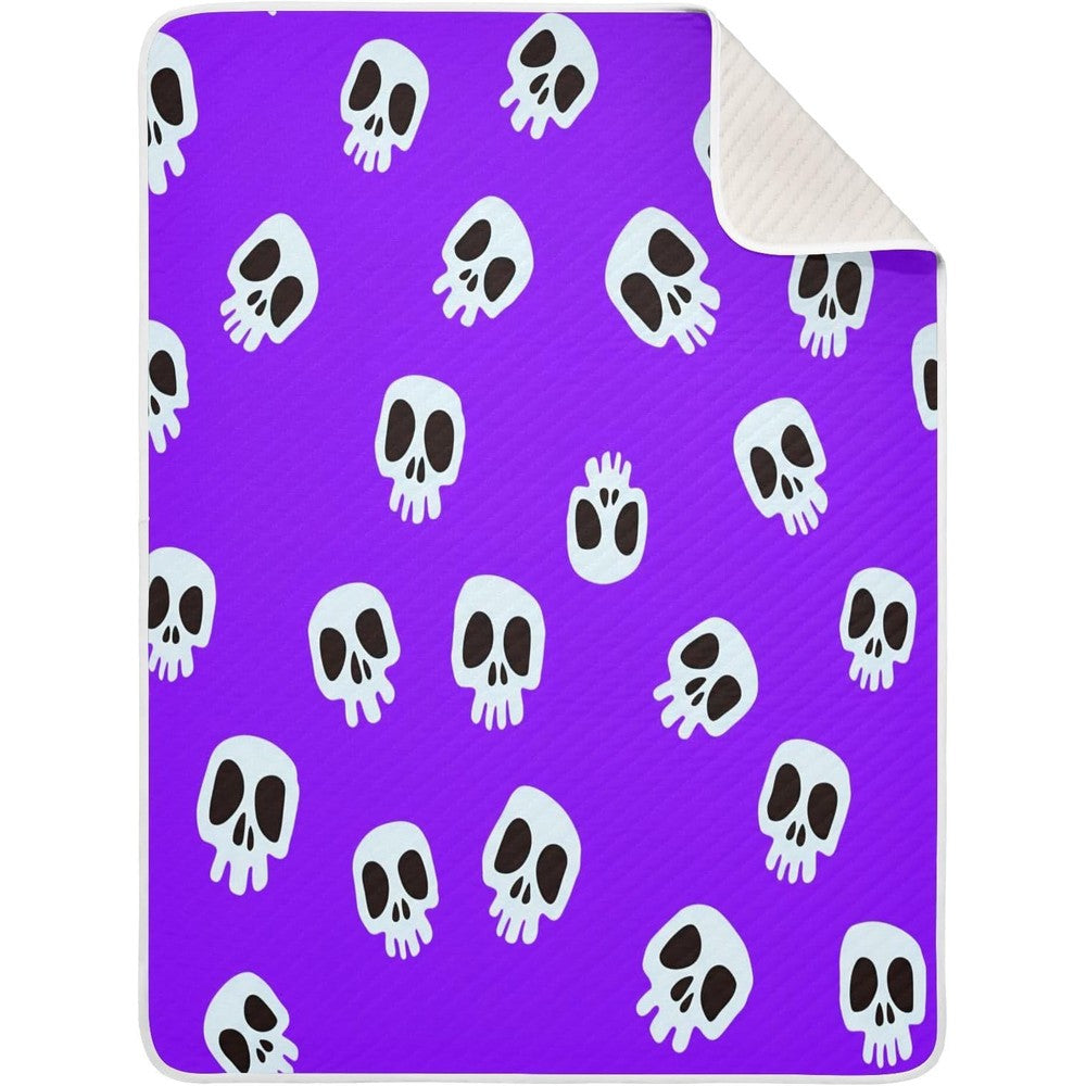 Gravopti Halloween Purple Skulls Baby Blanket front view showing cartoon skull pattern