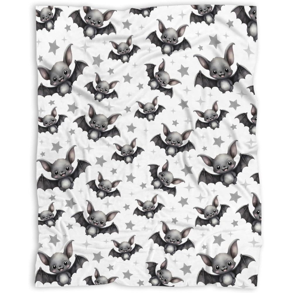 SUPERICH Halloween bats baby blanket front view showcasing soft flannel material.