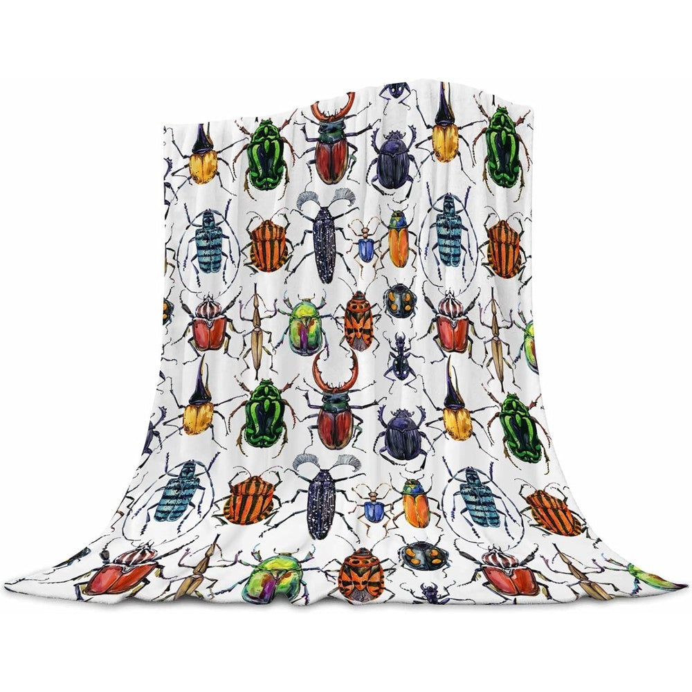 Ubnlkto beetle insect kids blanket front view displaying colorful bugs print