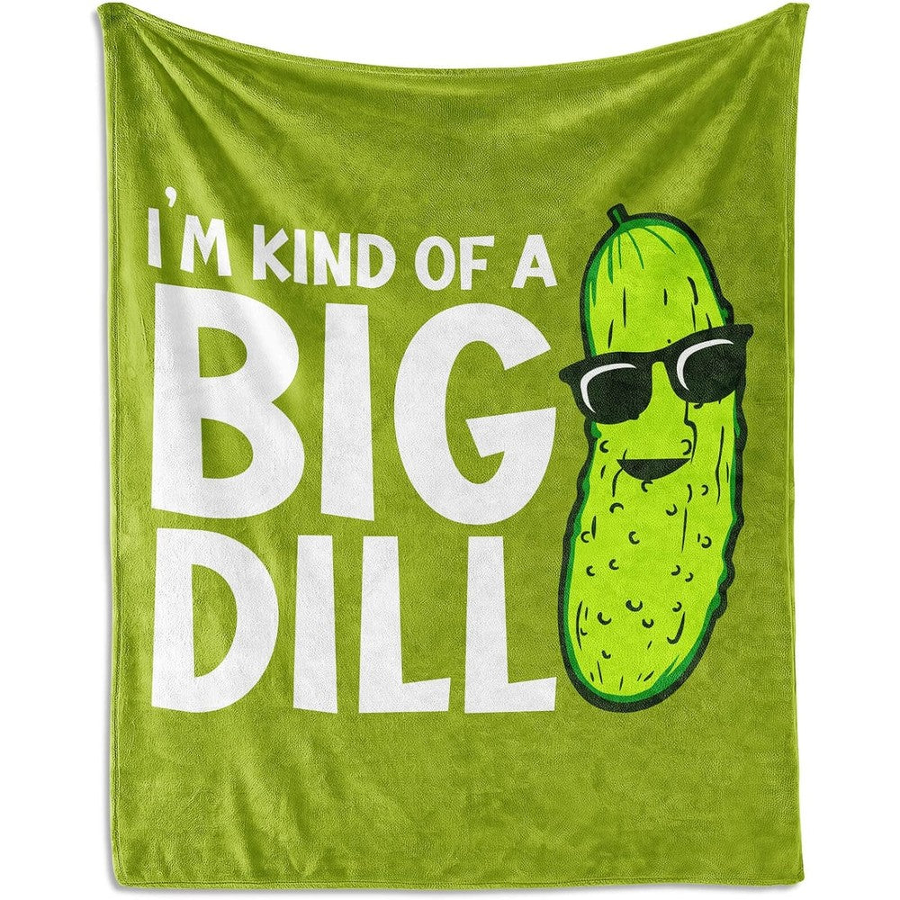 XaocNyx pickle throw blanket front view featuring green cartoon design