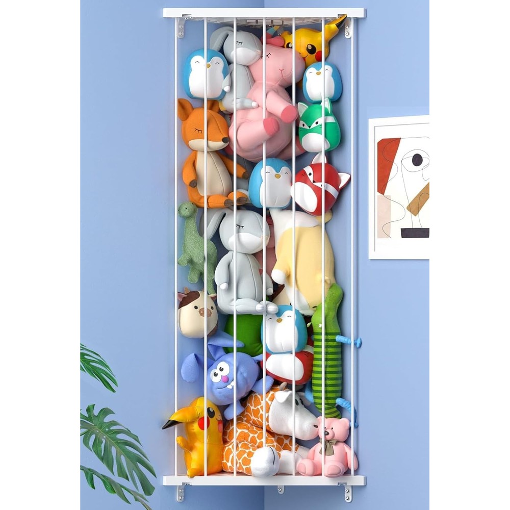 Befayoo MYADDICTION corner stuffed animal storage toy organizer front view in a clean kids nursery room.