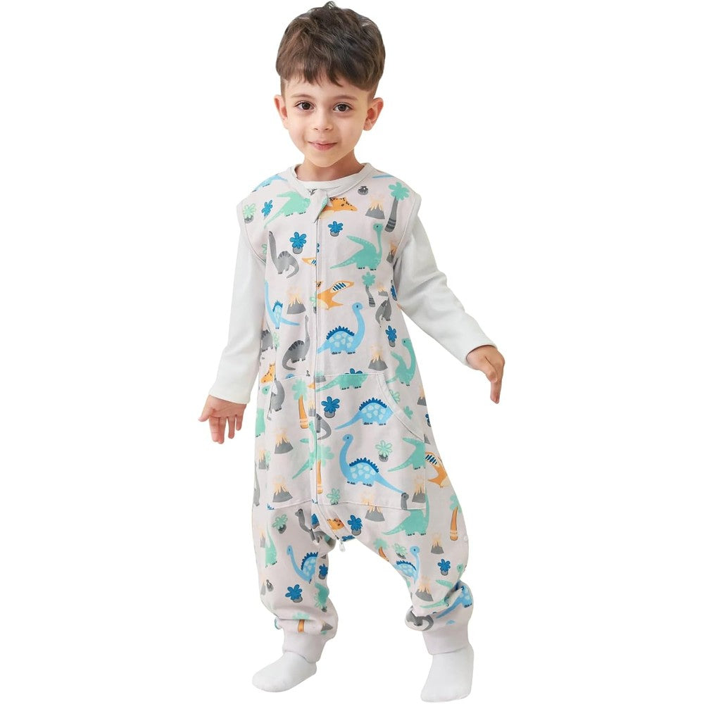 Wonday baby sleep sack with feet dinosaur print front view