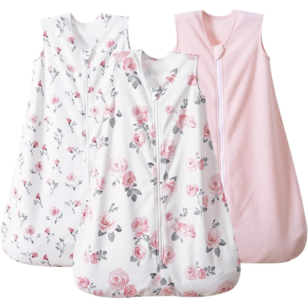PHF 3 Pack Micro Fleece Baby Sleep Sack floral pattern front view