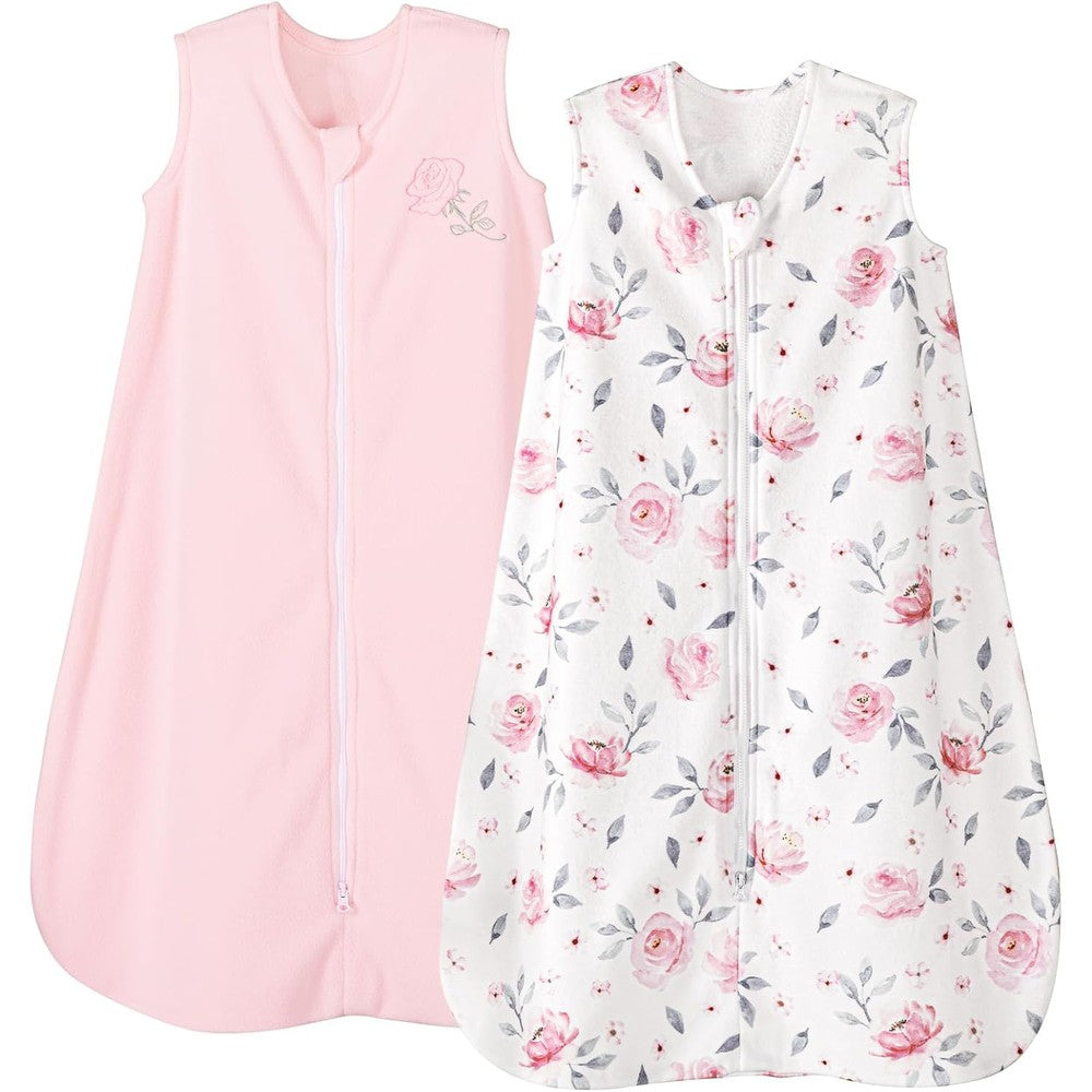 PHF warm micro-fleece baby sleep sack floral print front view
