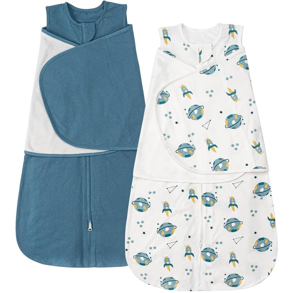 Zigjoy 0.5 TOG baby sleep sack swaddle blue space front view