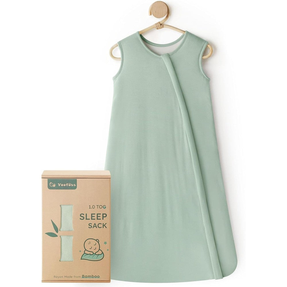 Yoofoss bamboo baby sleep sack front view in green