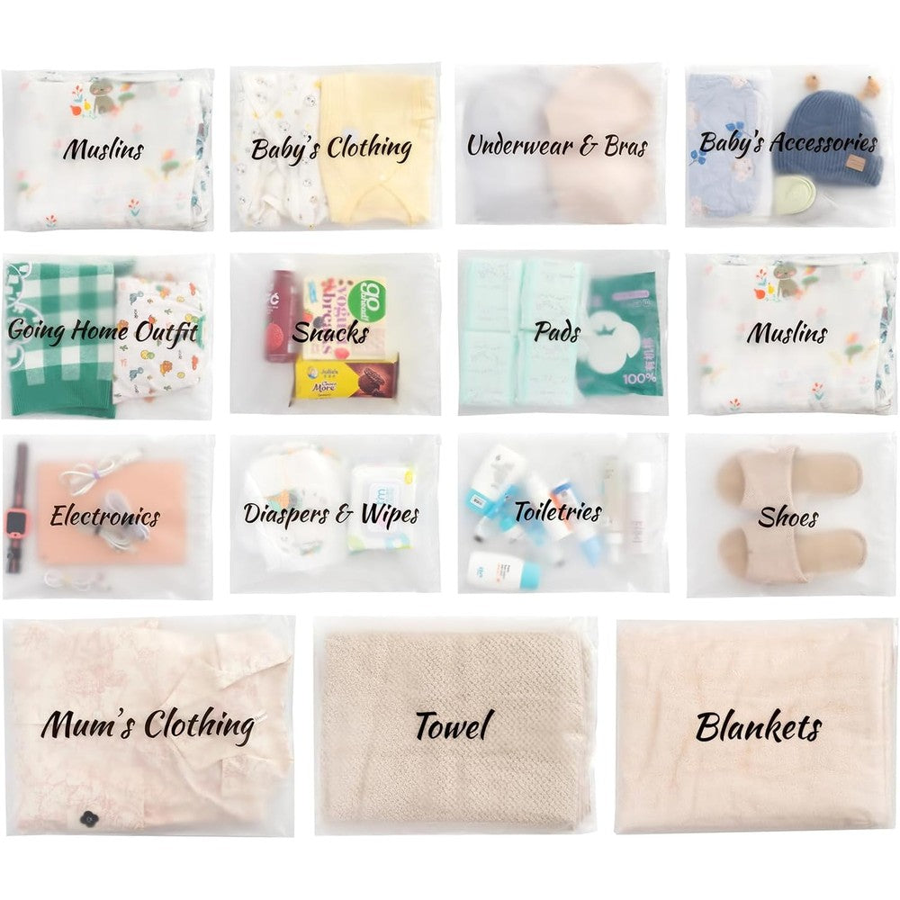 Manwu 14 Pieces Hospital Bags Essentials For Labor And Diaper Maternity Organizer Bags For Hospital Stay