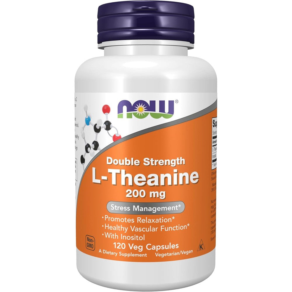 Now Foods L-Theanine Double Strength 200 mg bottle front view