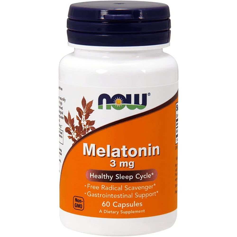 Now Foods Melatonin 3mg front bottle view sleep cycle supplement